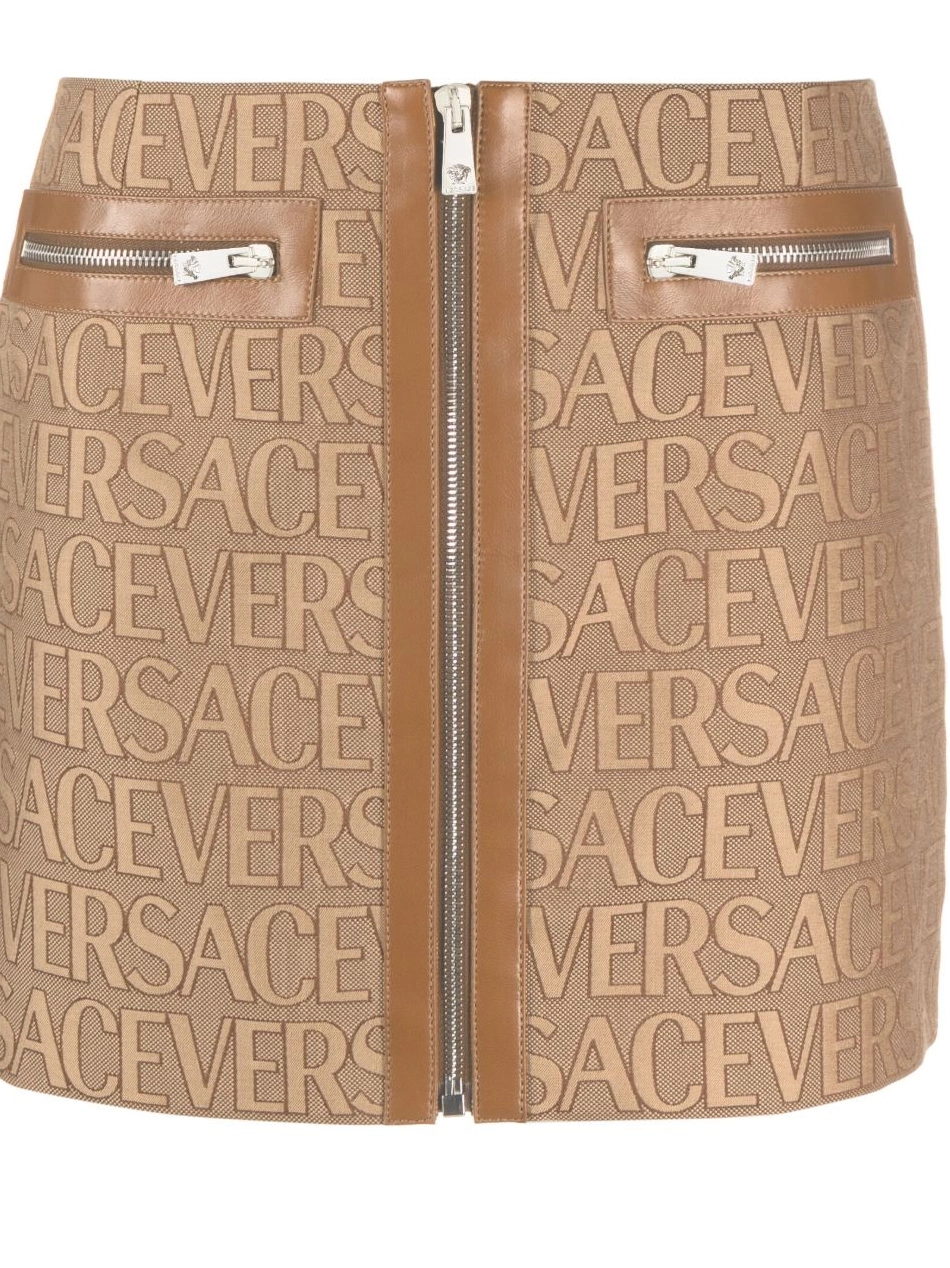 Women Allover leather-trim Versace miniskirt Versace 0502